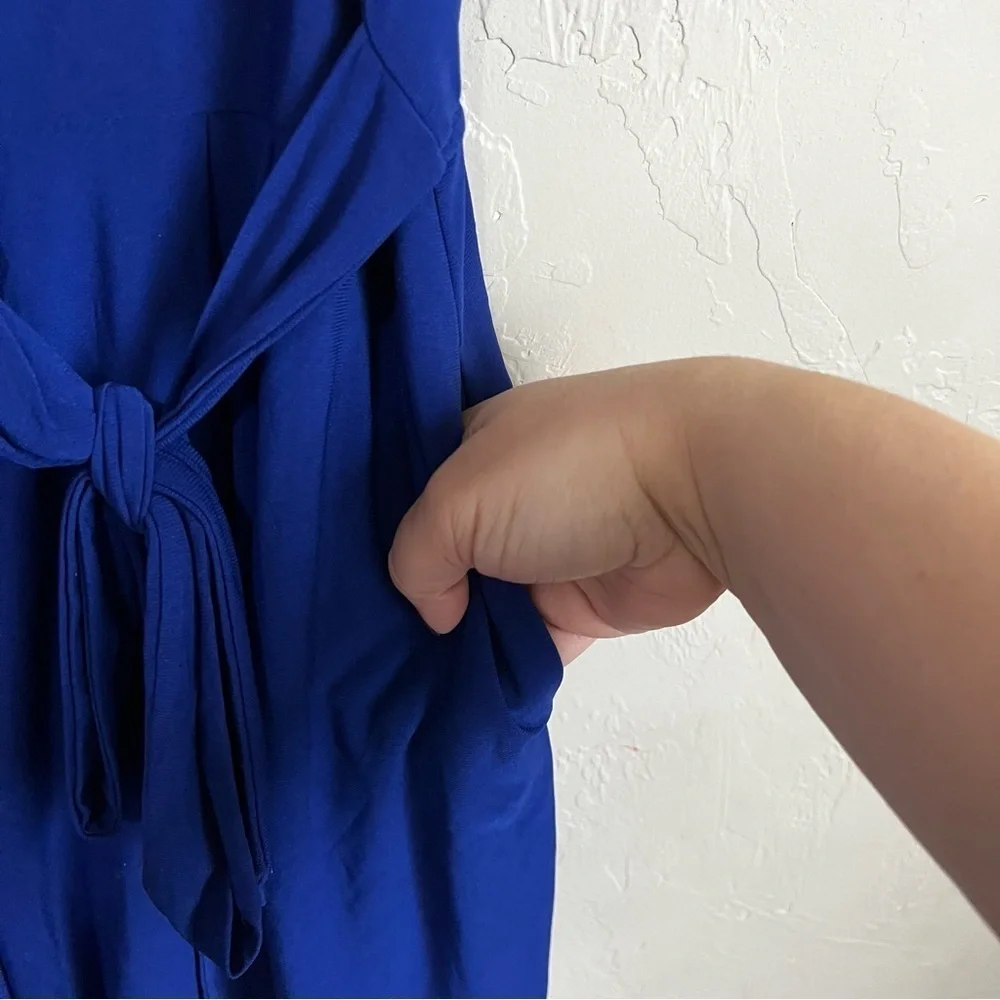 Emma & Michelle Petite Royal‎ Blue Faux Wrap Romper